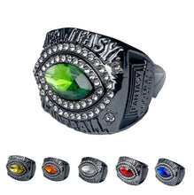2022 Fantasy Football Championship Ring | Gunmetal tone Color Stones | with Stand