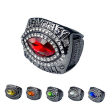 2022 Fantasy Football Championship Ring | Gunmetal tone Color Stones | with Stand