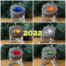 2022 Fantasy Football Championship Ring | Gunmetal tone Color Stones | with Stand