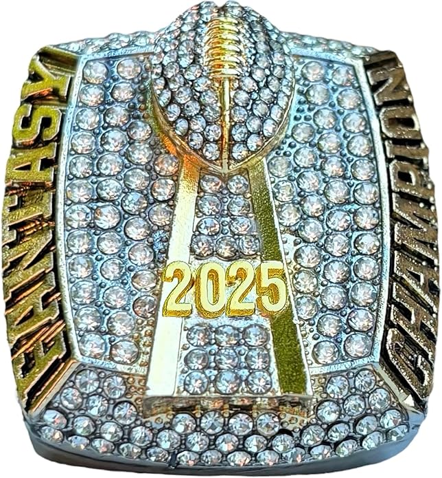 guancrown Anello campionato di calcio fantasy 2025 Premio Trofeo Sport Vincitore FFL Champion Ring, size 8, Zinco, Diamante bianco guancrown Anello campionato di calcio fantasy 2025 Premio Trofeo Sport Vincitore FFL Champion Ring, size 8, Zinco, Diamante bianco