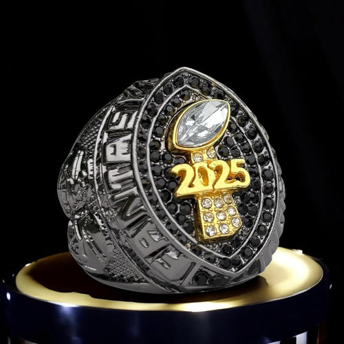 Premium 2025 FANTASY FOOTBALL CHAMPIONSHIP RING Gunmetal Black + Gold