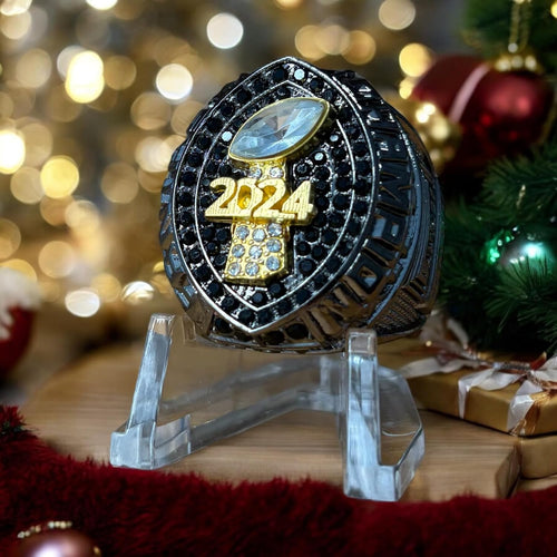 Premium 2024 FANTASY FOOTBALL CHAMPIONSHIP RING Gunmetal Black + Gold
