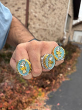 2026 Fantasy Football Championship Ring Silver and Gold with Blue Stones - Premium