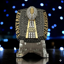 HUGE 2025 FANTASY FOOTBALL CHAMPIONSHIP RING Gunmetal Black + Gold