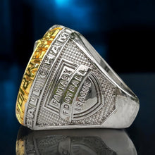 2025 Fantasy Football Championship Ring Silver and Gold with Blue Stones - Premium
