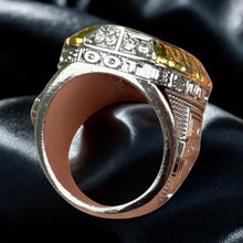 2025 Fantasy Football Championship Ring Silver and Gold with Blue Stones - Premium