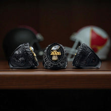 Premium 2026 FANTASY FOOTBALL CHAMPIONSHIP RING Gunmetal Black + Gold