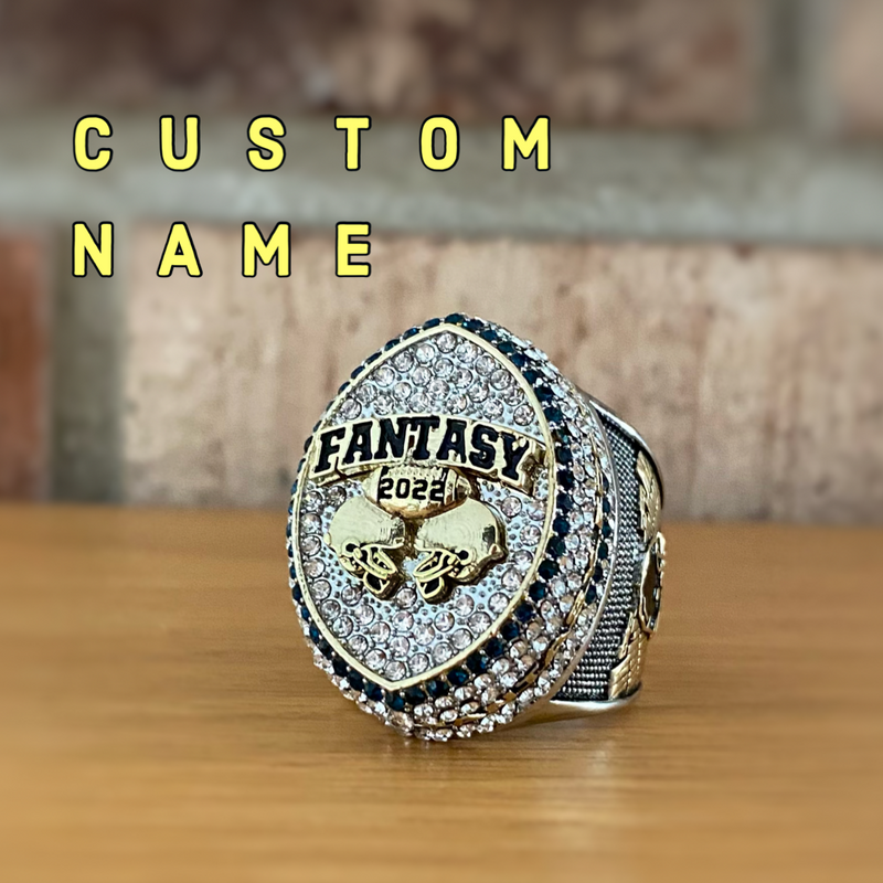 : 2023 Gold Tone Fantasy Football Championship Trophy Ring,  Award for Fantasy Football League Winner (10) : Sports & Outdoors