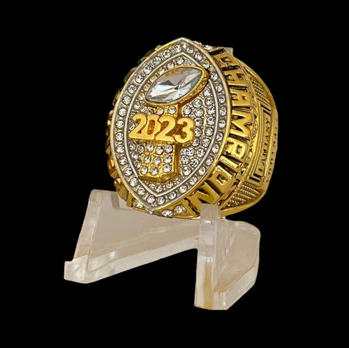 *PREMIUM* 2023 FANTASY FOOTBALL CHAMPIONSHIP RING Gold tone Trophy with Stand