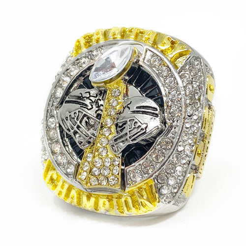 2020 Fantasy Football Championship Ring | Massive Silver and Gold Tone Award Trophy for FFL Champion | with Stand