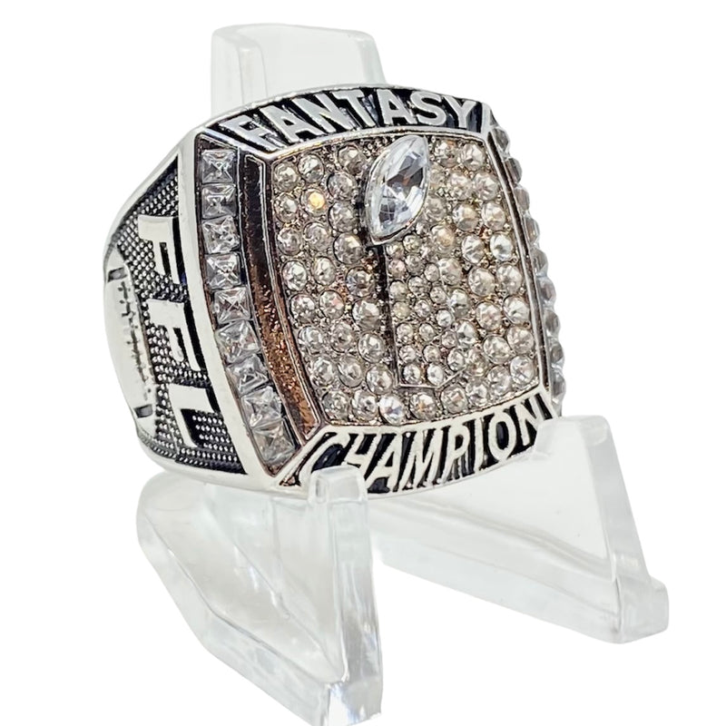 Legacy Rings 2022 Fantasy Football Championship Ring | Premium Silver and Gold Tone Award Trophy for FFL Champion | Stand Included